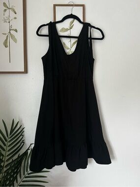 Black Sleeveless Ruffle Hem Dress